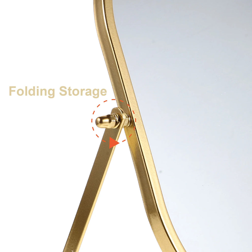 Folding Vanity Makeup Mirror Gold Desktop Tabletop | Adjustable Folding Vanity Mirror QXL