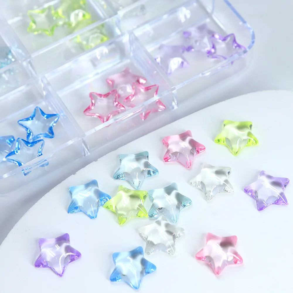 Kawaii Star Resin Nail Charms – 30pc 3D Colorful Decorations Nail Art Charms QXL