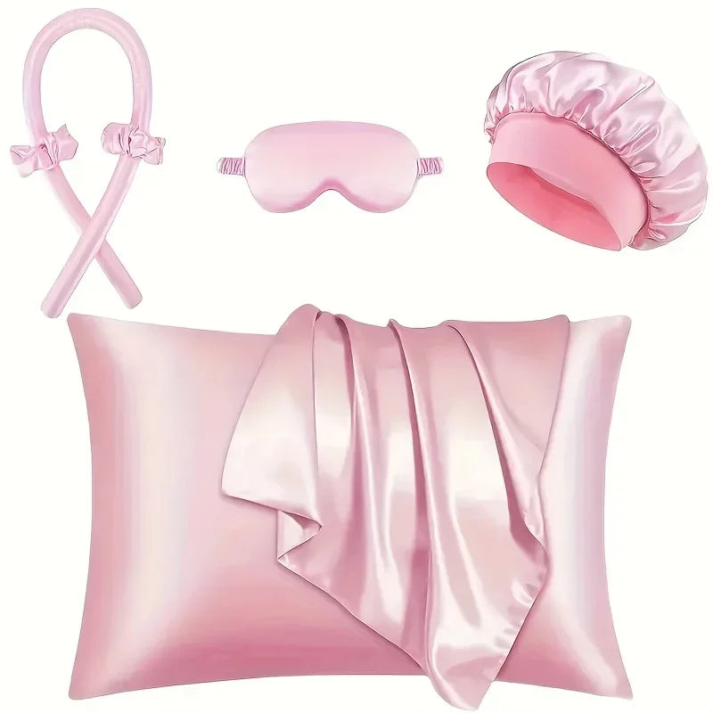 Heatless Silk Curler Kit with Sleep Mask & Shower Cap Heatless Hair Curler Kit QXL
