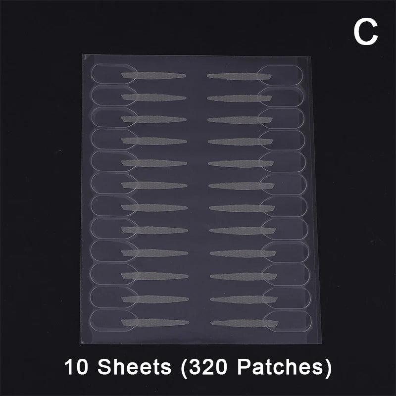 Invisible Double Eyelid Stickers with Handle | 96–320 Patches Eyelid Tape Stickers QXL 10 sheets C