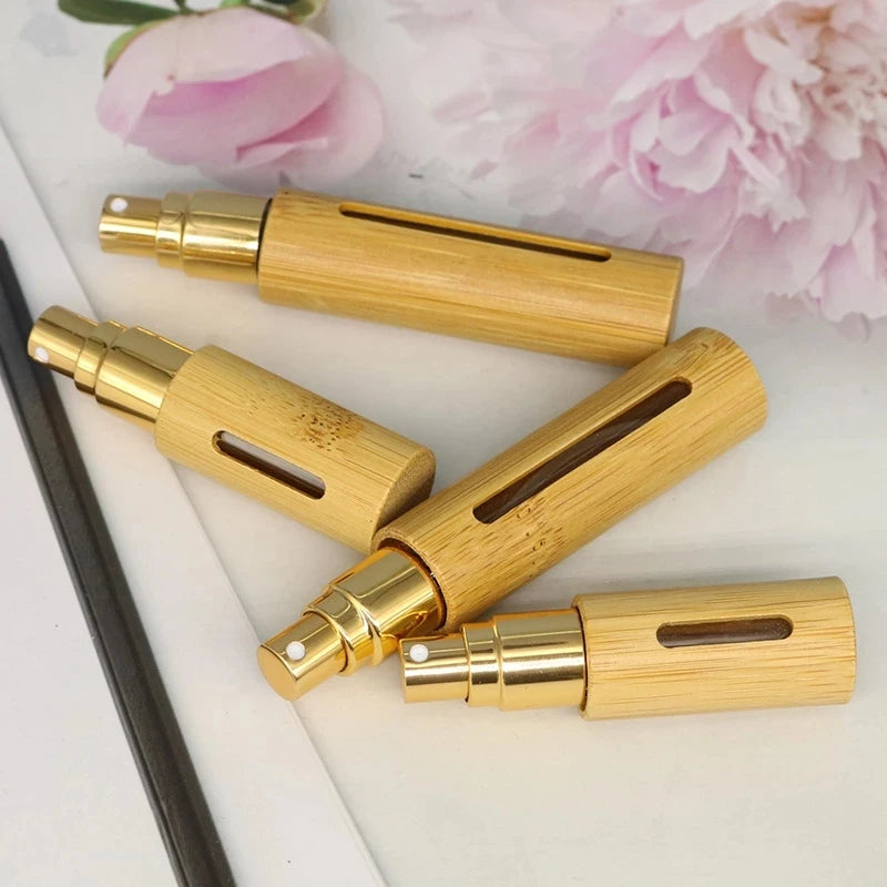 5ml & 10ml Bamboo Wood Refillable Spray Atomizer Bottle Refillable Atomizer Bottle QXL