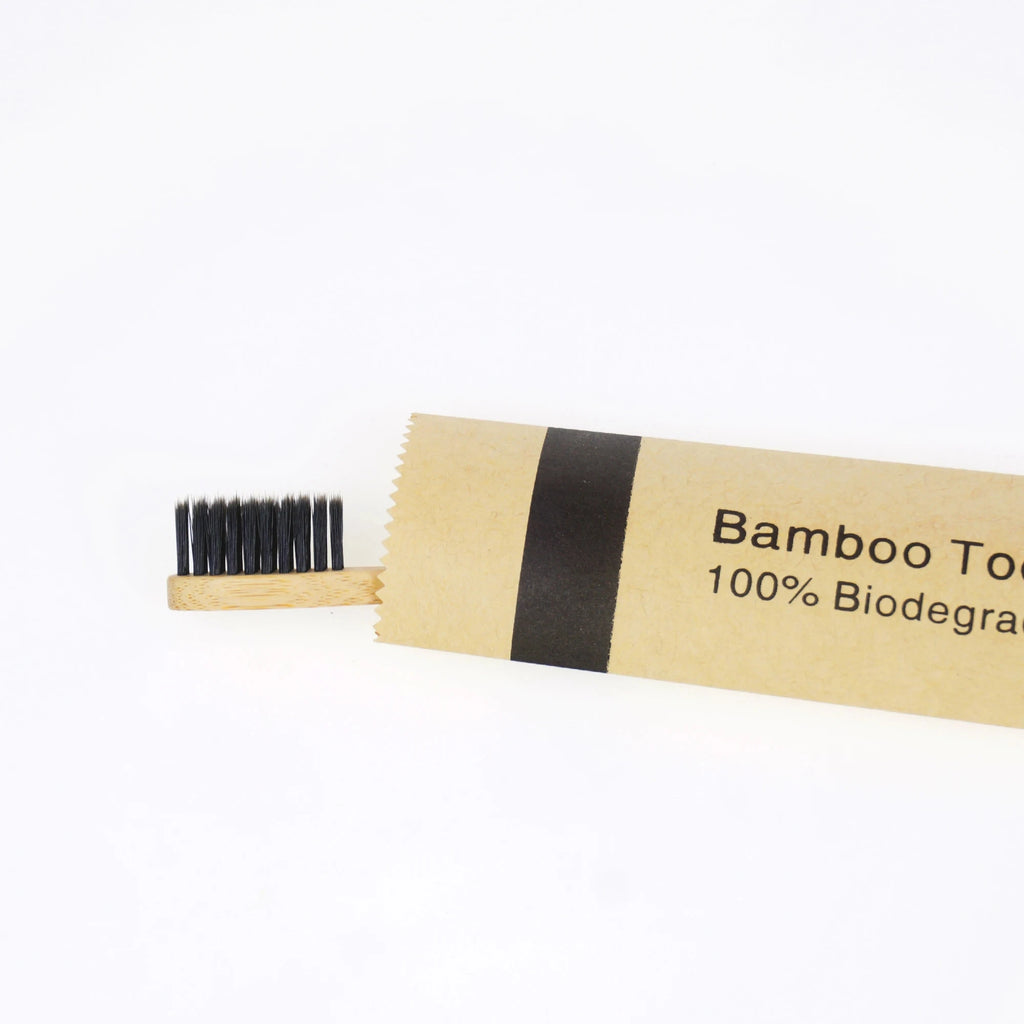 10-Pack Kids Bamboo Toothbrushes | Soft BPA-Free Bristles Kids Bamboo Toothbrush QXL 10Pcs Black