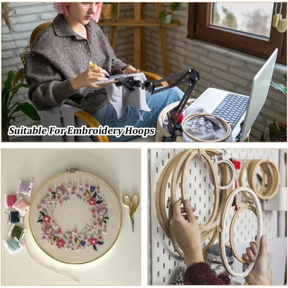 360° Embroidery Hoop Holder Table Stand Kit | Lap Clamp Embroidery Hoop Stand QXL