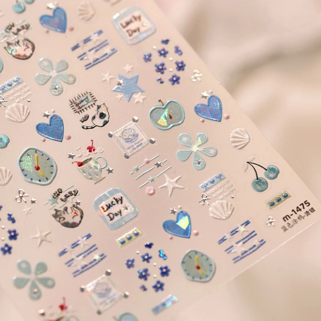5D Nail Art Stickers – Kitten Floral Self-Adhesive Decals Nail Art Stickers QXL