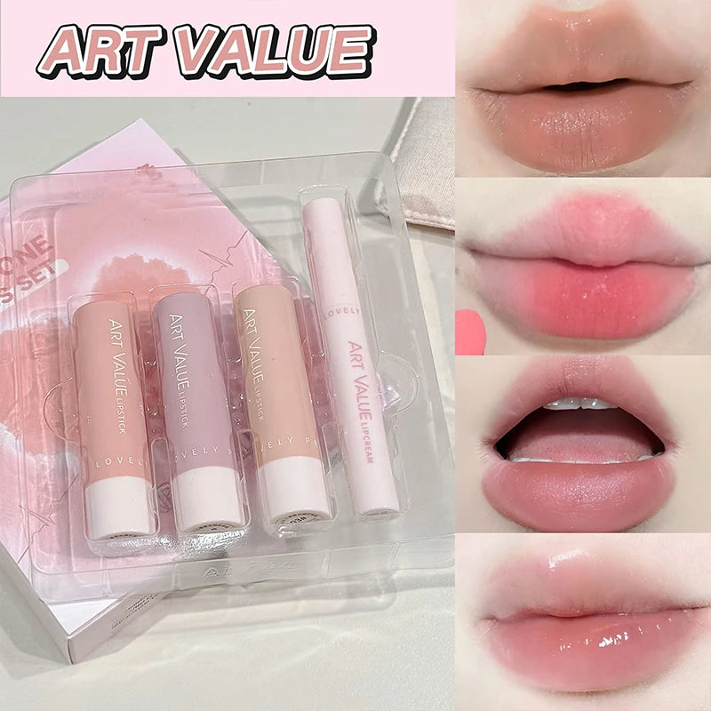 Art Value 4-Pc Matte Liquid Lipstick & Lip Balm Oil Set Lip Makeup Set QXL Lip Makeup Sets