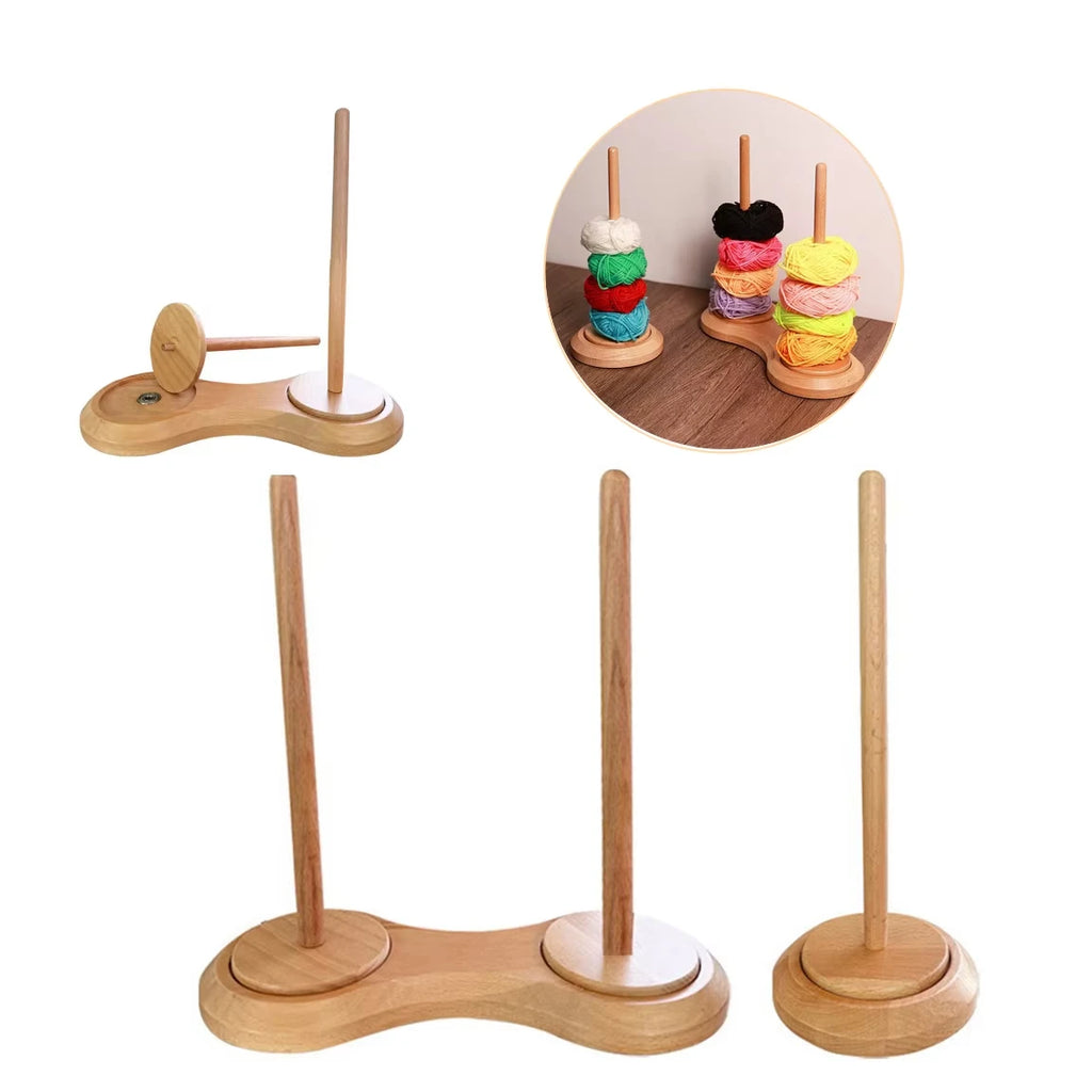 Rotatable Wooden Yarn Holder & Thread Spool Rack | Crochet Yarn Holder Rack QXL