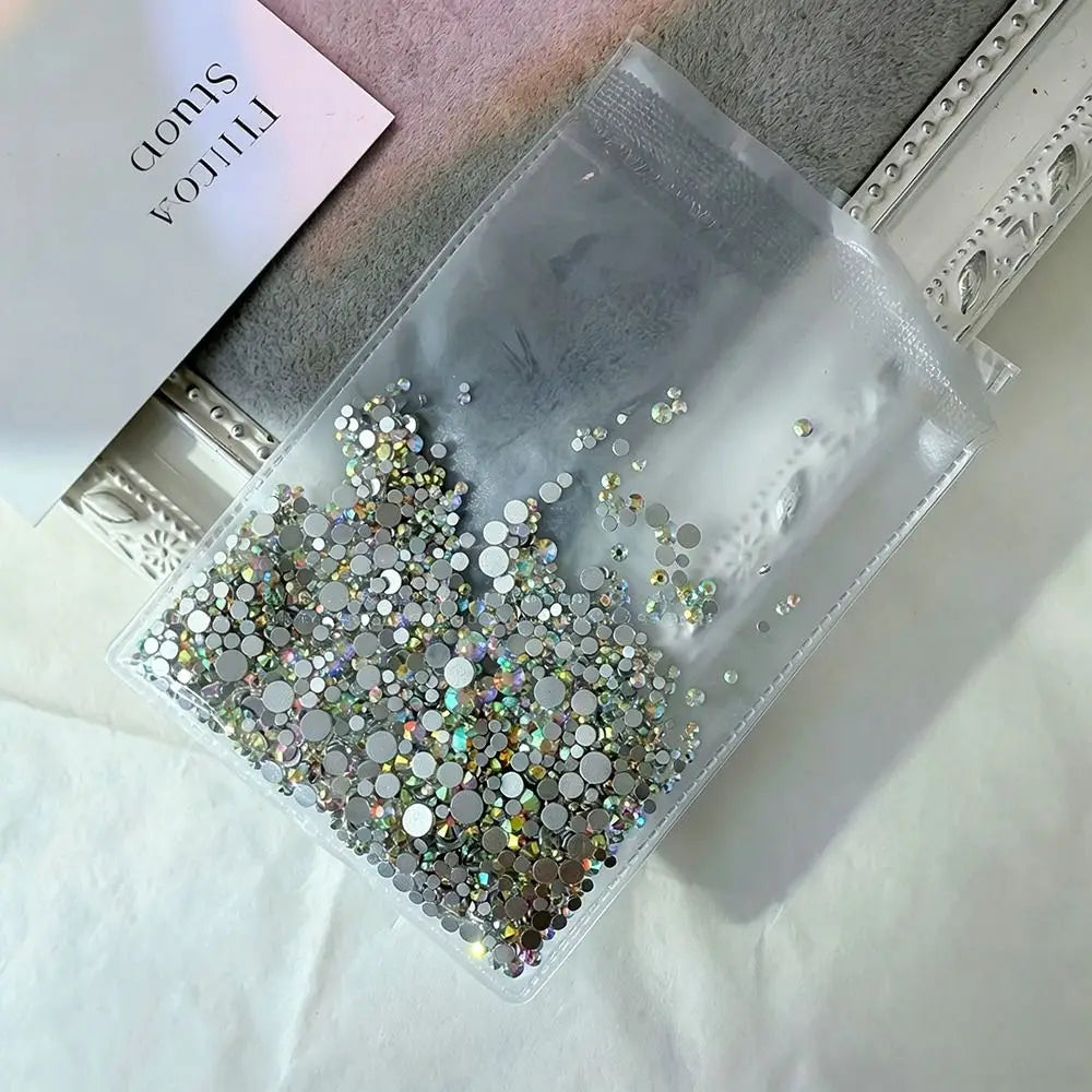 1440-Pc Flat Back Glass Nail Rhinestones AB & Clear SS3–SS16 Nail Rhinestones QXL