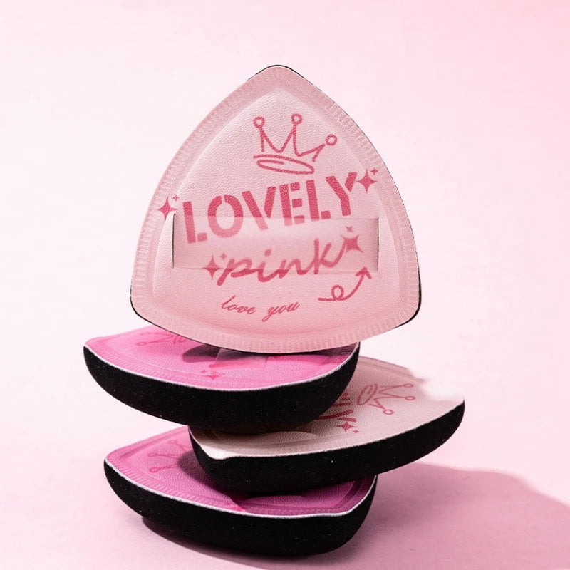 Pink Velvet Triangle Powder Puff | Wet & Dry Makeup Sponge Makeup Powder Puff QXL