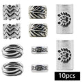 10-Pack Viking Rune Dreadlock Beard Bead Rings | Silver Metal Hair Braid Beads QXL 10pcs NO.1