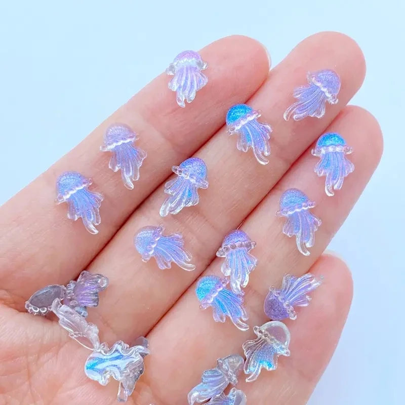 20-Pack 3D Kawaii Jellyfish Flatback Resin Nail Art Charms Nail Art Charms QXL