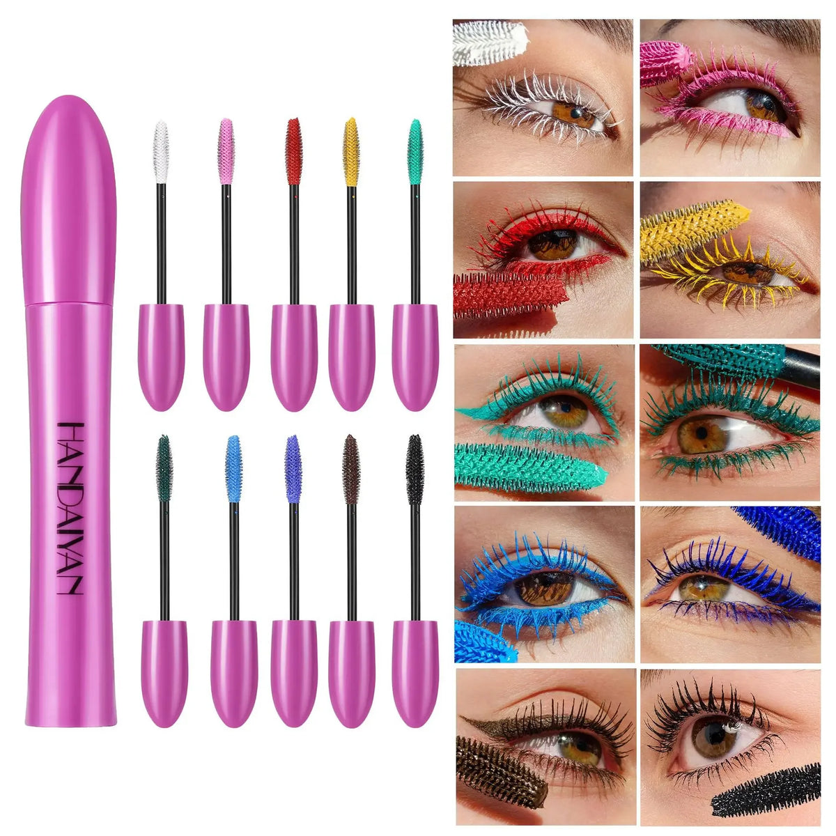 Handaiyan Color Mascara | Waterproof, Volumizing, 10 Shades Color Mascara QXL