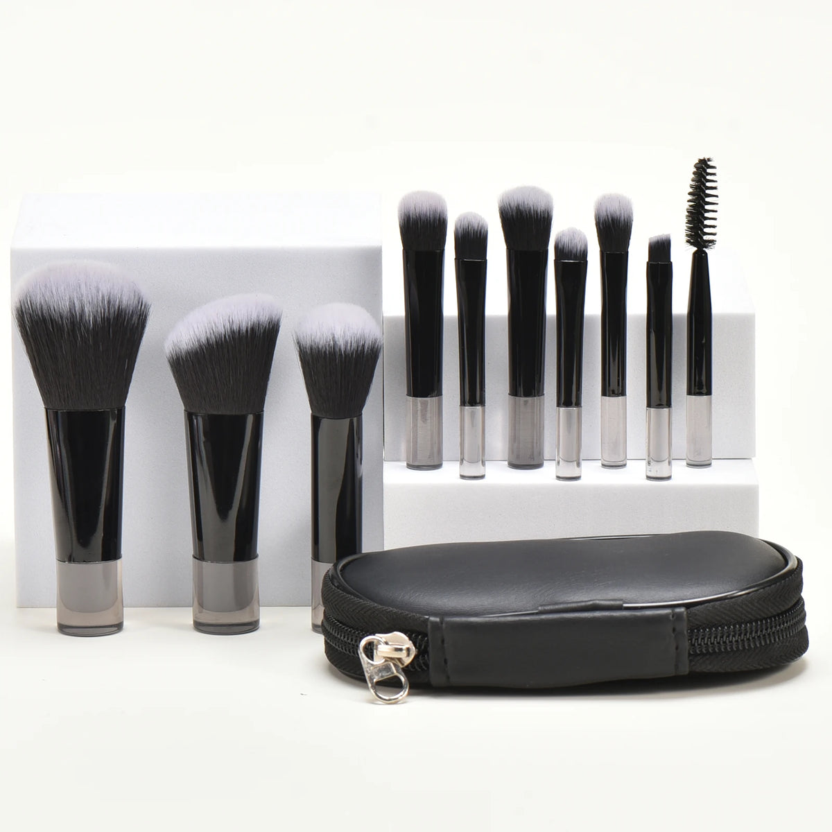 10-Pc Mini Travel Makeup Brush Set | Portable Palm Brushes Travel Makeup Brush Set QXL