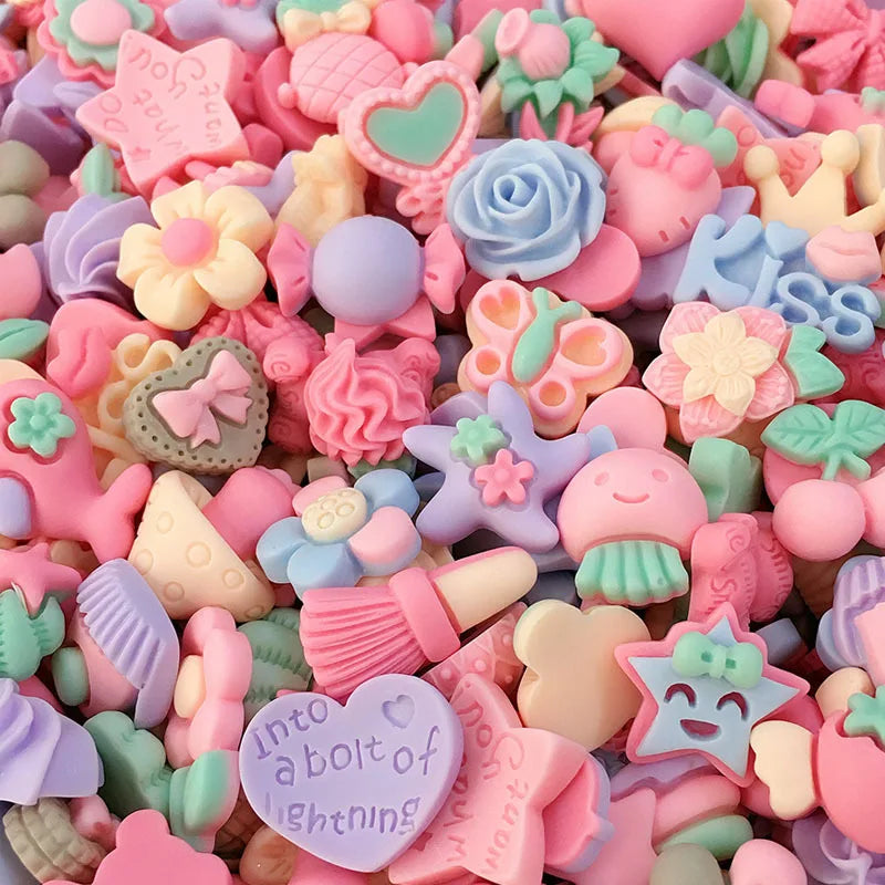 20-Pc 3D Kawaii Flower Nail Charms | Pink Resin Nail Art Set Nail Art Charms QXL
