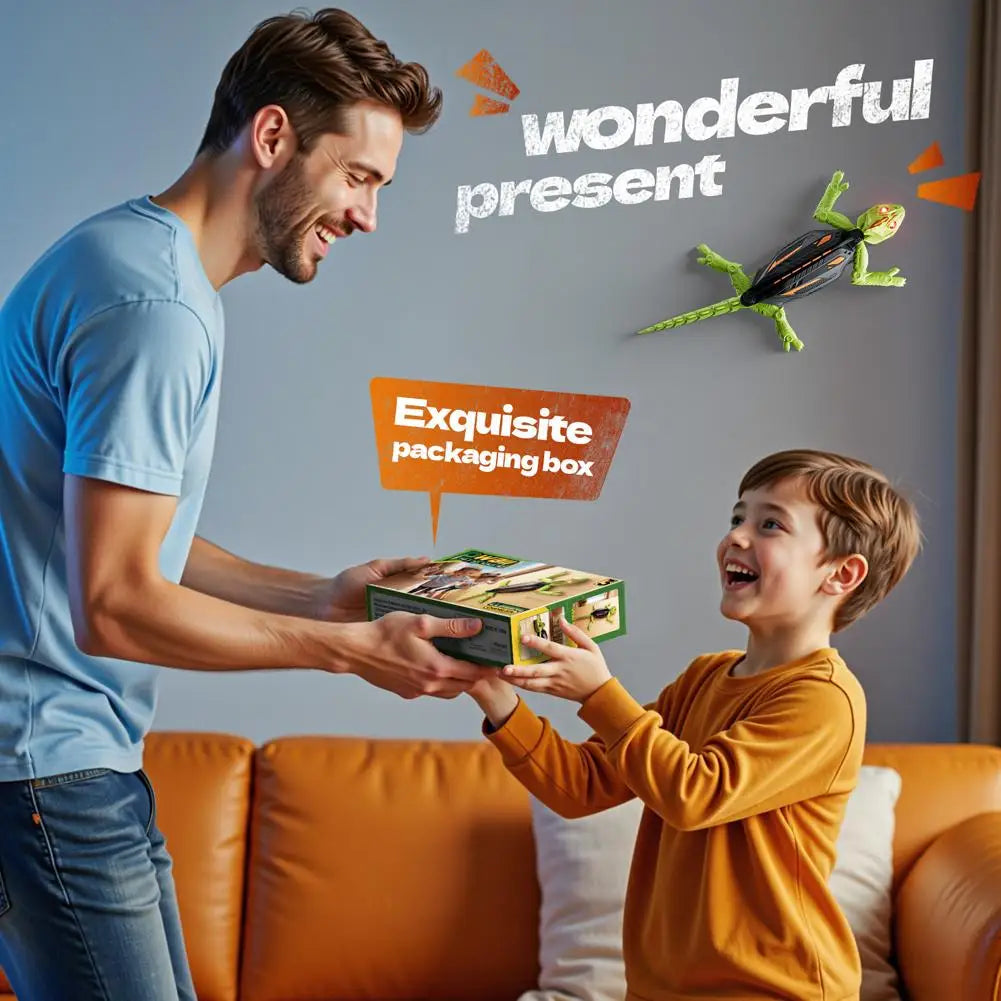 RC Wall Climbing Gecko Robot Toy | LED Eyes & 8m Remote RC Robot Toy QXL