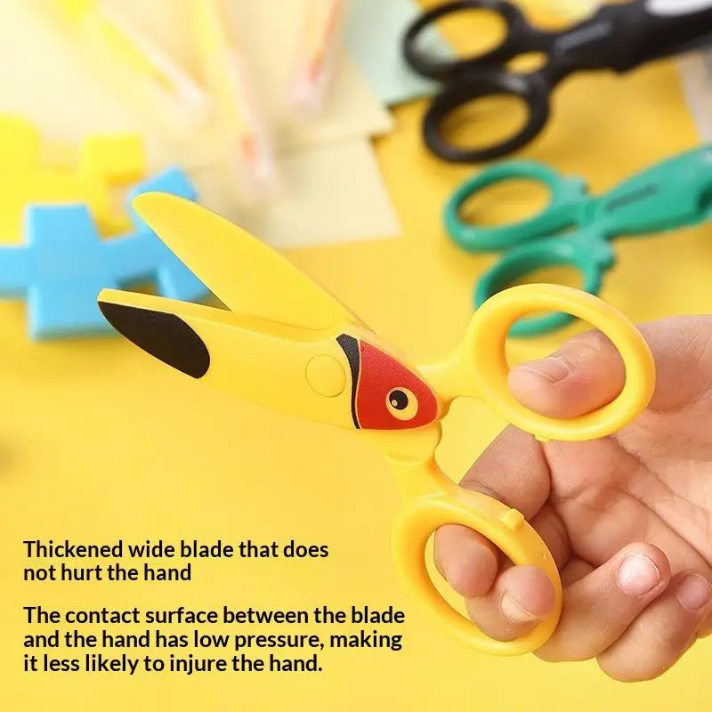 Kids Safe Plastic Scissors | Cartoon Parrot & Dolphin Design Kids Craft Scissors QXL