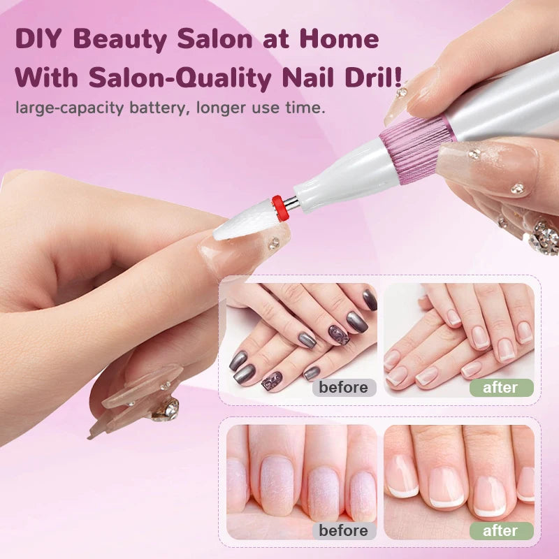 Electric Nail Drill 15000 RPM | USB Rechargeable + 12 Heads Electric Nail Drill QXL