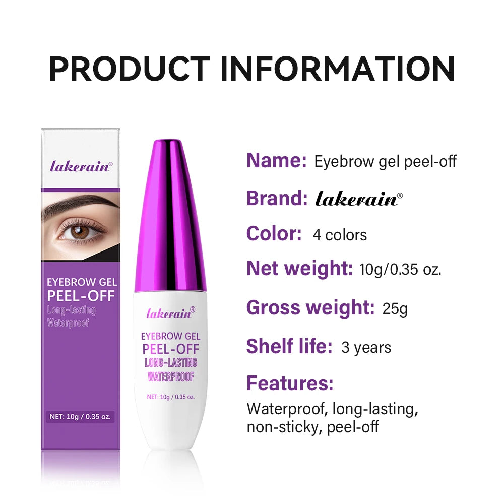 Peel-Off Eyebrow Tint Gel | Waterproof Long-Lasting Brow Color Eyebrow Tint Gel QXL