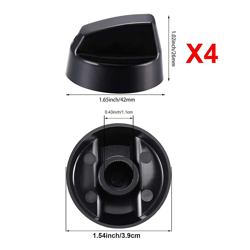 4-Pack Universal Gas Stove Control Knobs | Oven & Hob Fit Stove Replacement Knobs QXL