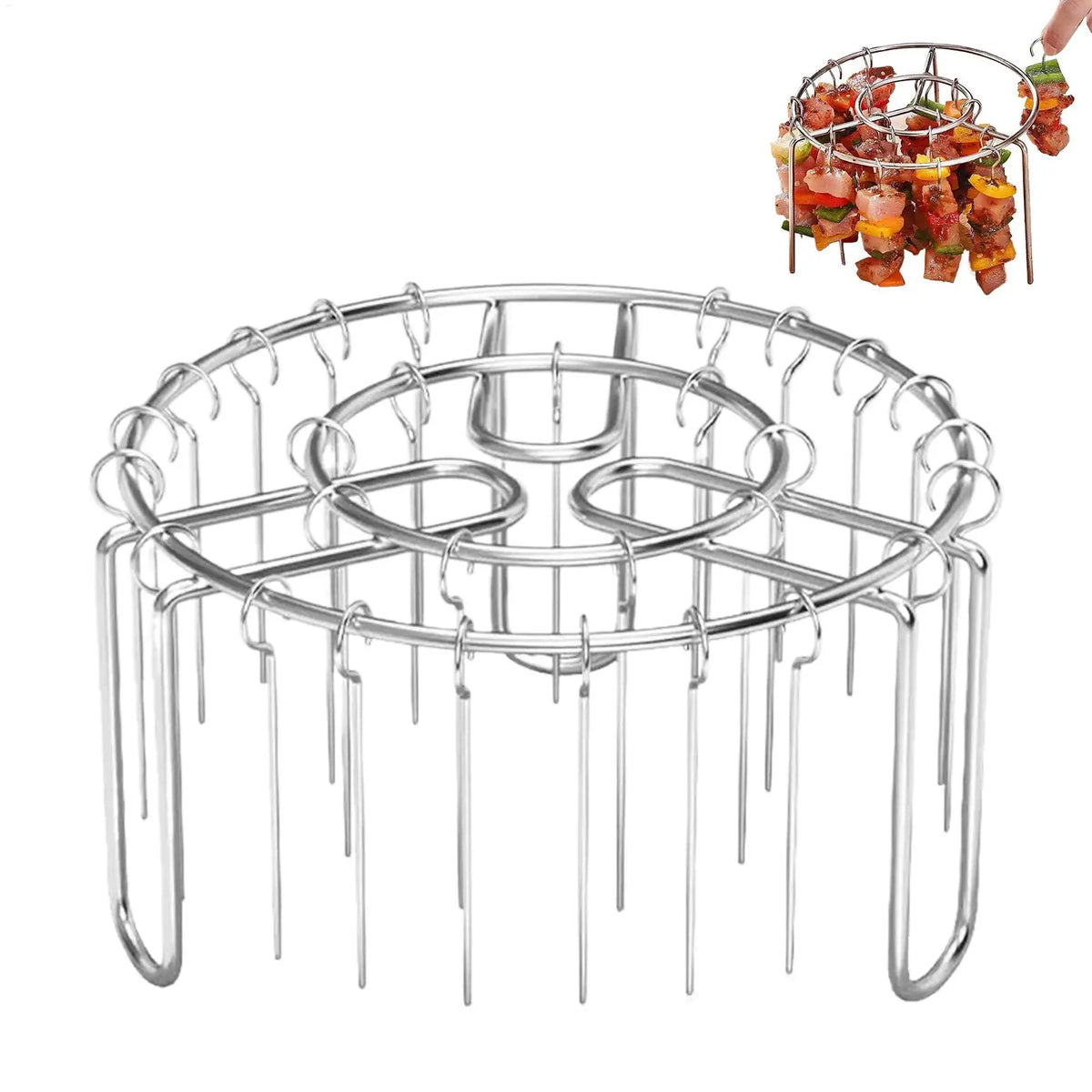 Air Fryer Round Skewer Rack + 24 Stainless Steel Skewers Air Fryer Grill Rack QXL
