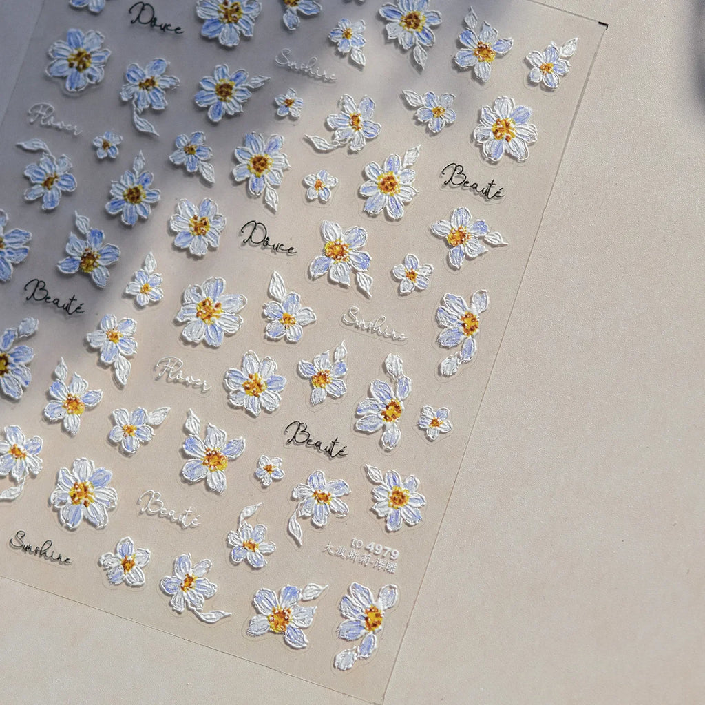5D Cherry Blossom Floral Nail Art Stickers | Self-Adhesive Decals Nail Art Stickers QXL