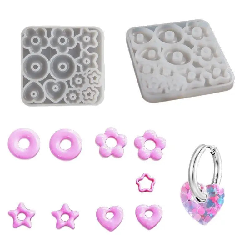 Silicone Resin Casting Molds – Heart Star Flower Jewelry DIY Silicone Casting Mold QXL