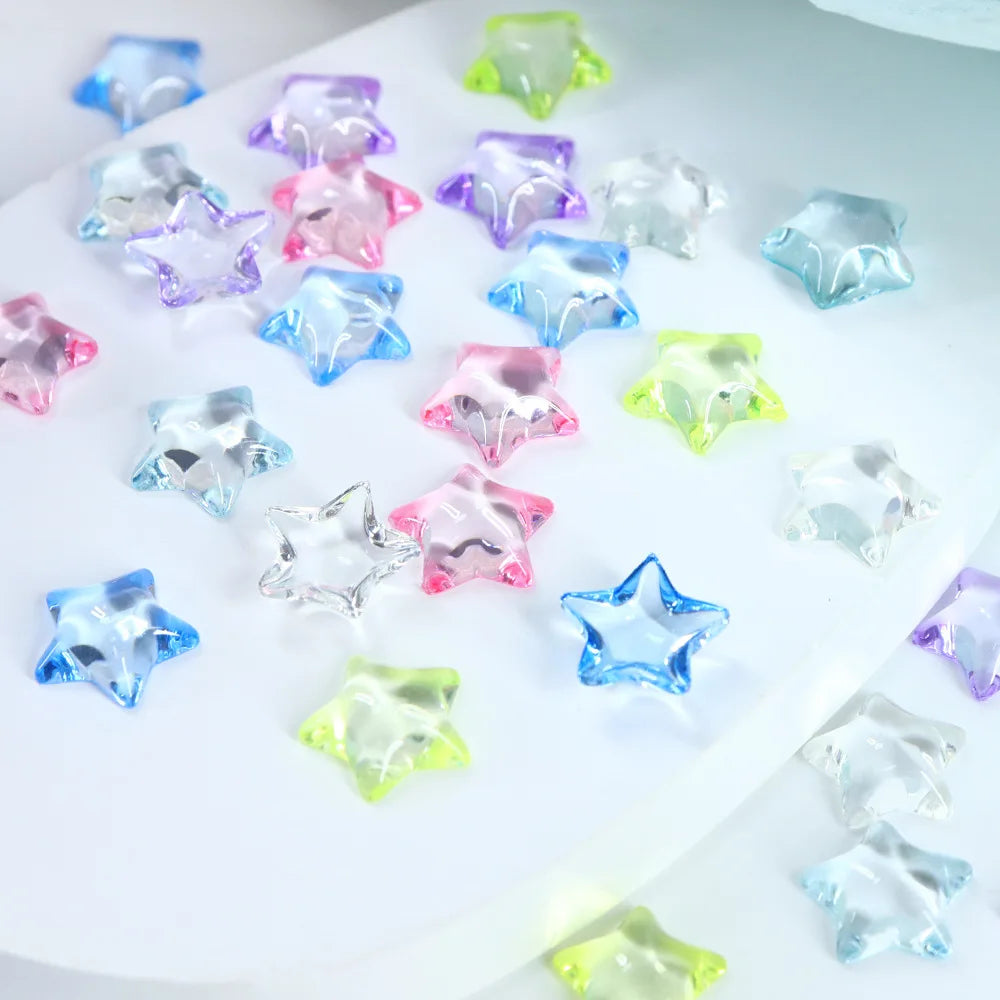 Kawaii Star Resin Nail Charms – 30pc 3D Colorful Decorations Nail Art Charms QXL