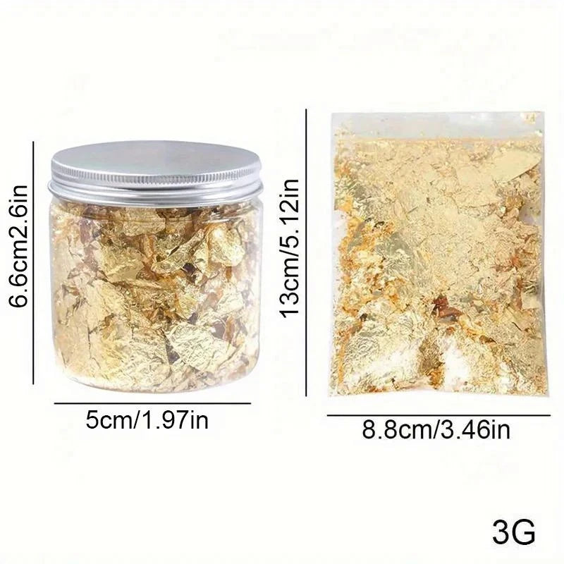 Gold Silver Copper Nail Foil Flakes | Gilding Manicure Set Nail Foil Sheets QXL