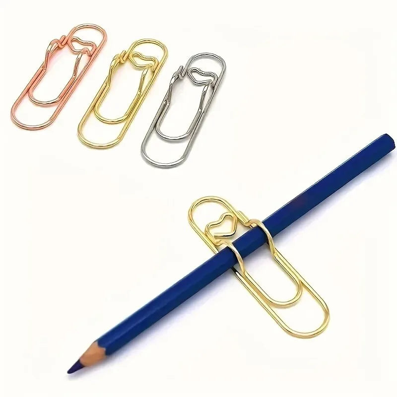 6-Pack Stainless Steel Notebook Clips with Pencil Holder Notebook Clip Set QXL
