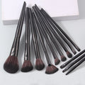 12-Piece Makeup Brush Set | Powder, Fan, Concealer & Eyeshadow Makeup Brush Set QXL black