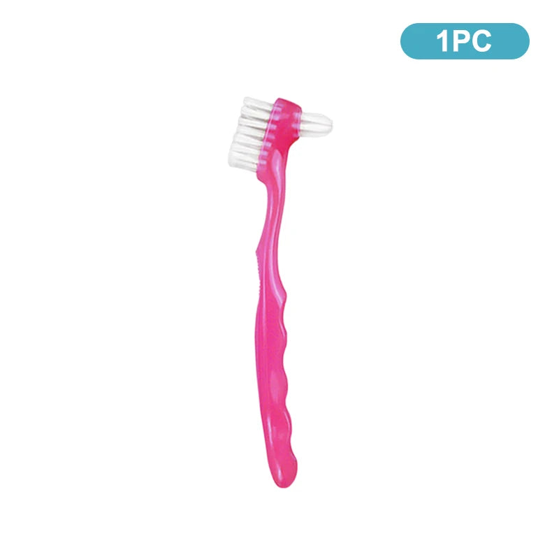 Double-Sided Denture & Braces Cleaning Brush | 1 or 5 Pack Denture Cleaning Brush QXL 1 Pink