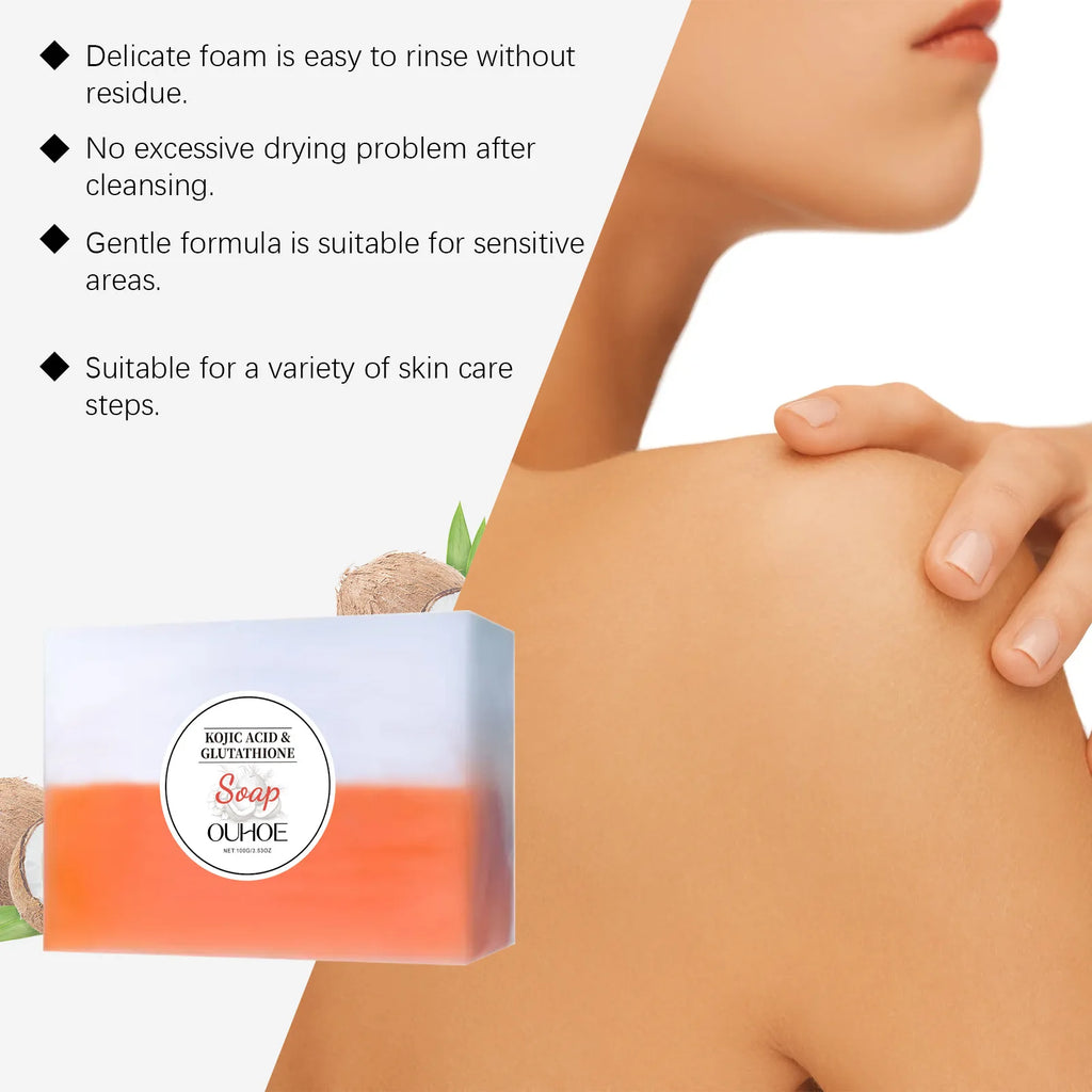 Coconut Kojic Acid & Glutathione Cleansing Bar Soap 100g Cleansing Bar Soap QXL