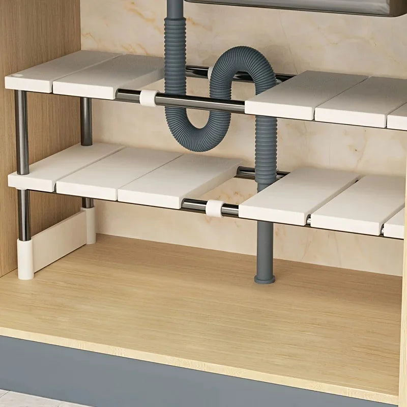 Adjustable Under Sink Organizer | Expandable Cabinet Rack Cabinet Storage Rack QXL