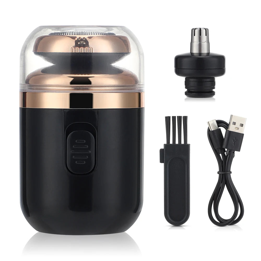 2-in-1 Mini Electric Shaver & Nose Trimmer for Men | USB Electric Shaver Trimmer QXL black