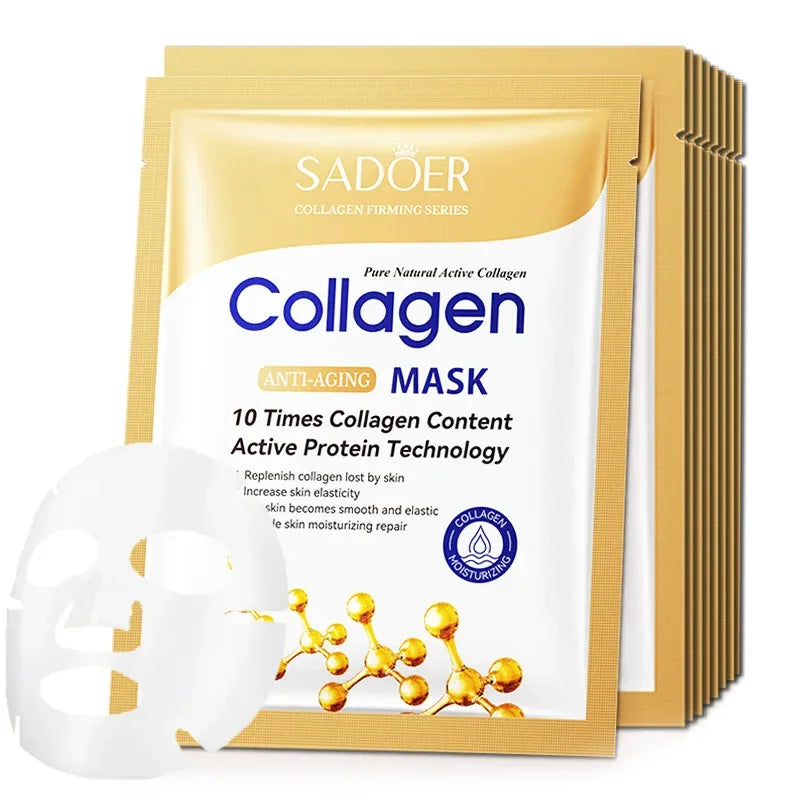 10-Pack Collagen Face Sheet Masks – Moisturizing & Brightening Collagen Sheet Mask QXL