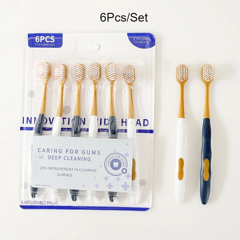 6-Pack Ultra-Soft Microfiber Manual Toothbrush Set for Adults Manual Toothbrush Set QXL