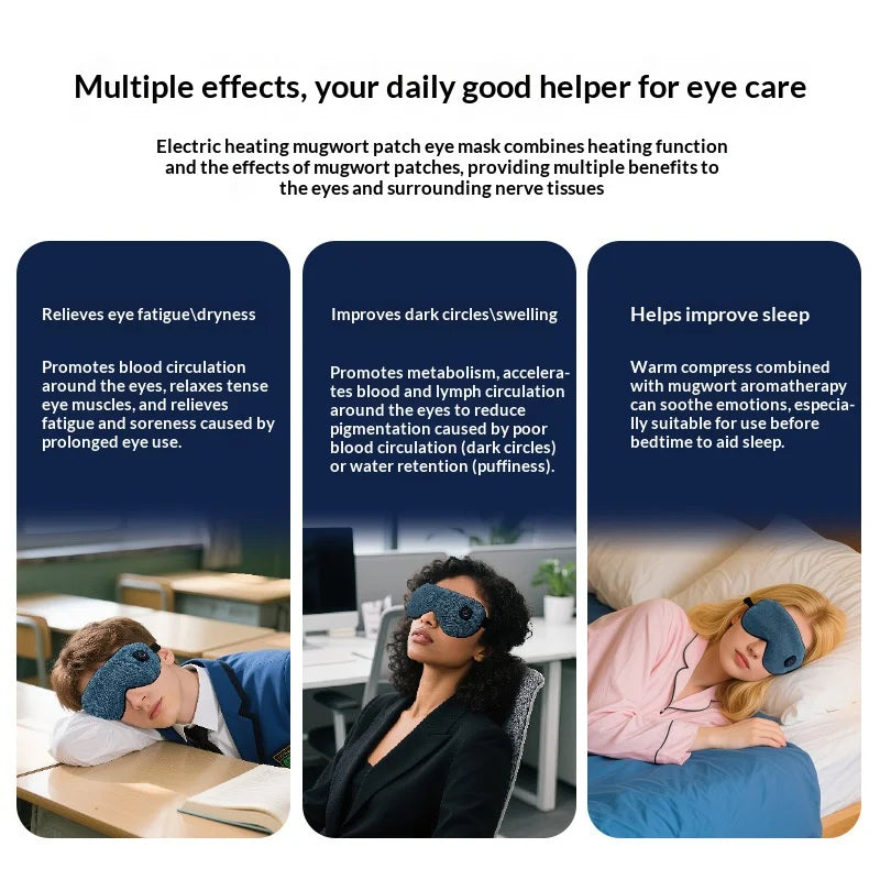 Heated Mugwort Eye Mask | 3-Level USB Warm Compress Heated Eye Mask QXL