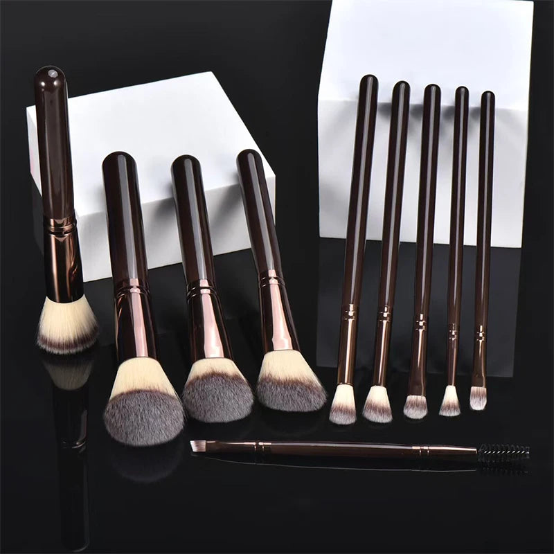 10-Piece Professional Makeup Brush Set | Face & Eye Kit Makeup Brush Set QXL