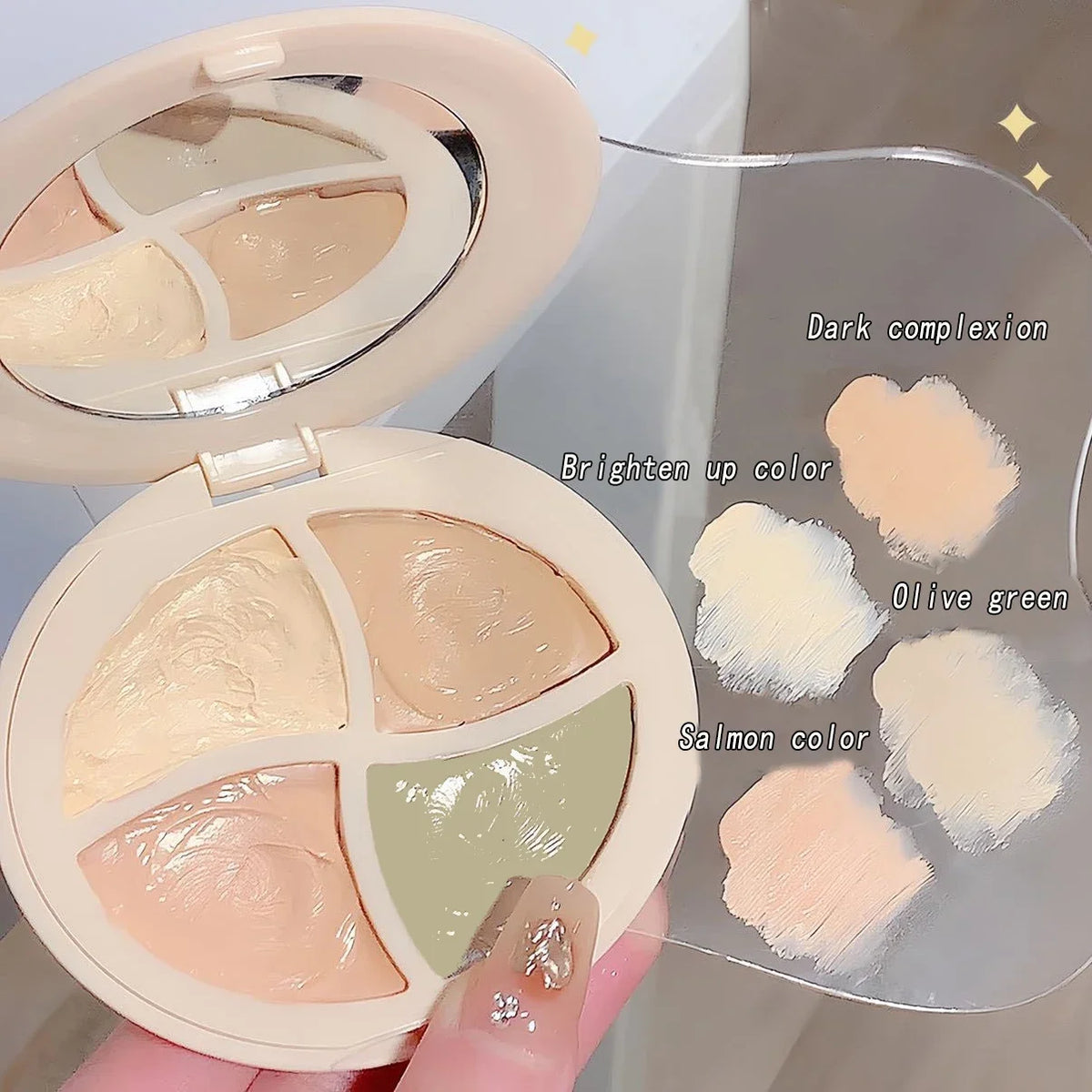 4-in-1 Waterproof Concealer Palette | Full Coverage Cream Concealer Palette QXL