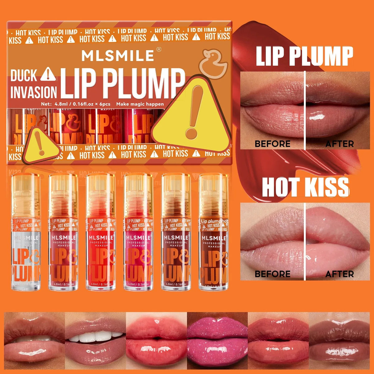 MLSMILE 6-Pc Mirror Gloss Lip Glaze Set | Fruit Lip Oil Lip Gloss Set QXL