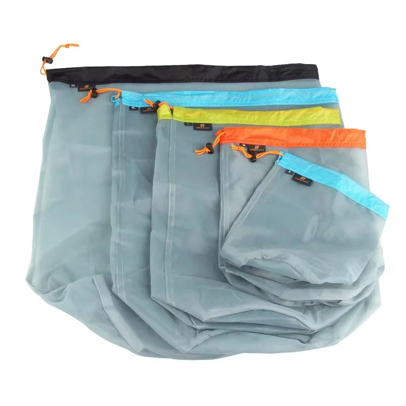 Ultralight Mesh Drawstring Stuff Sack | S–XXL Travel Organizer Mesh Stuff Sack QXL