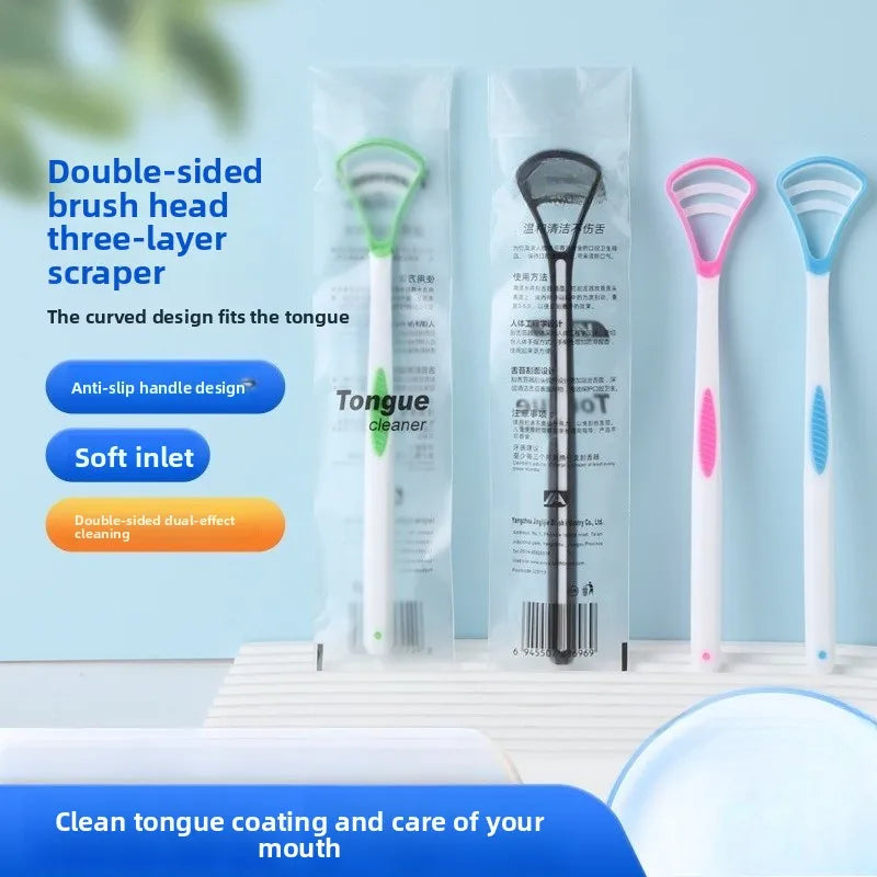 2-Pack Reusable Tongue Scrapers | Adult Oral Cleaning Brush Tongue Scraper Set QXL