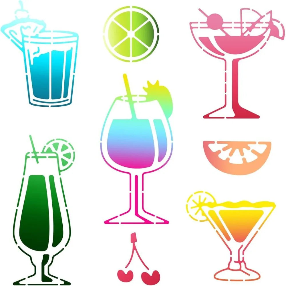Summer Cocktail Metal Stencils | Stainless Steel Craft Templates Metal Craft Stencil QXL