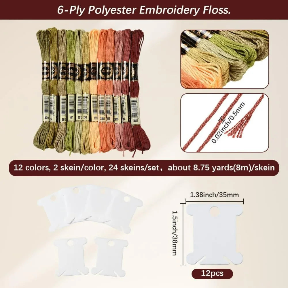 Variegated Embroidery Floss 24 Skeins | Gradient Cross Stitch Thread Embroidery Floss Set QXL