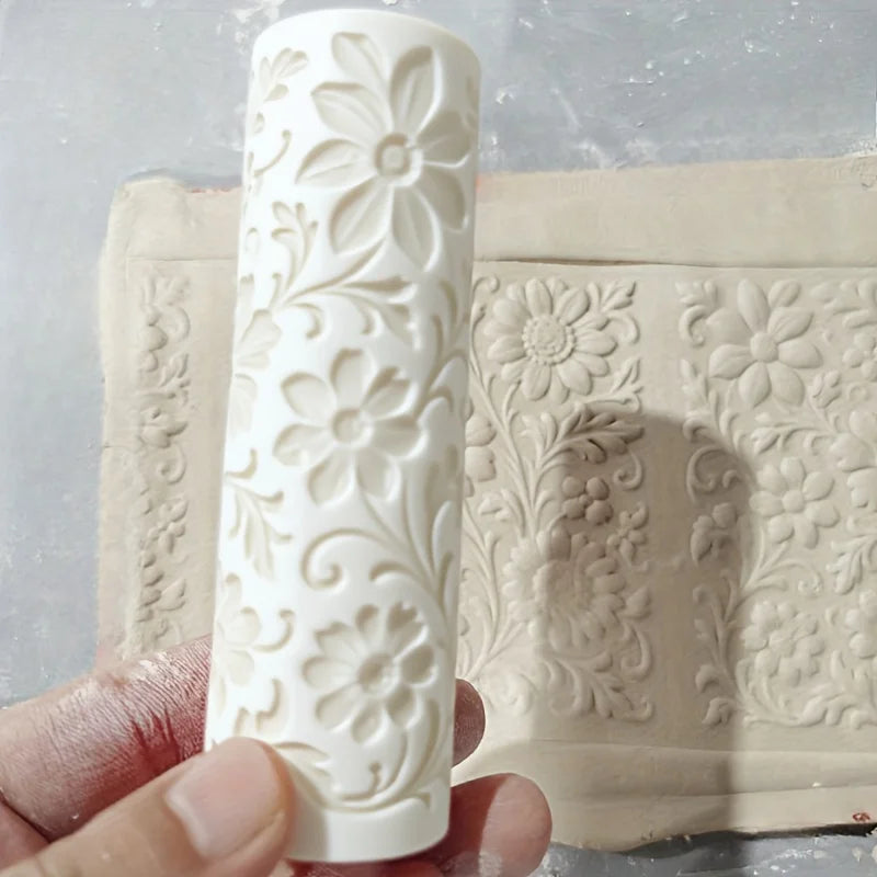 Victorian Daisy Vine Clay Roller | Floral Texture Craft Tool Clay Texture Roller QXL