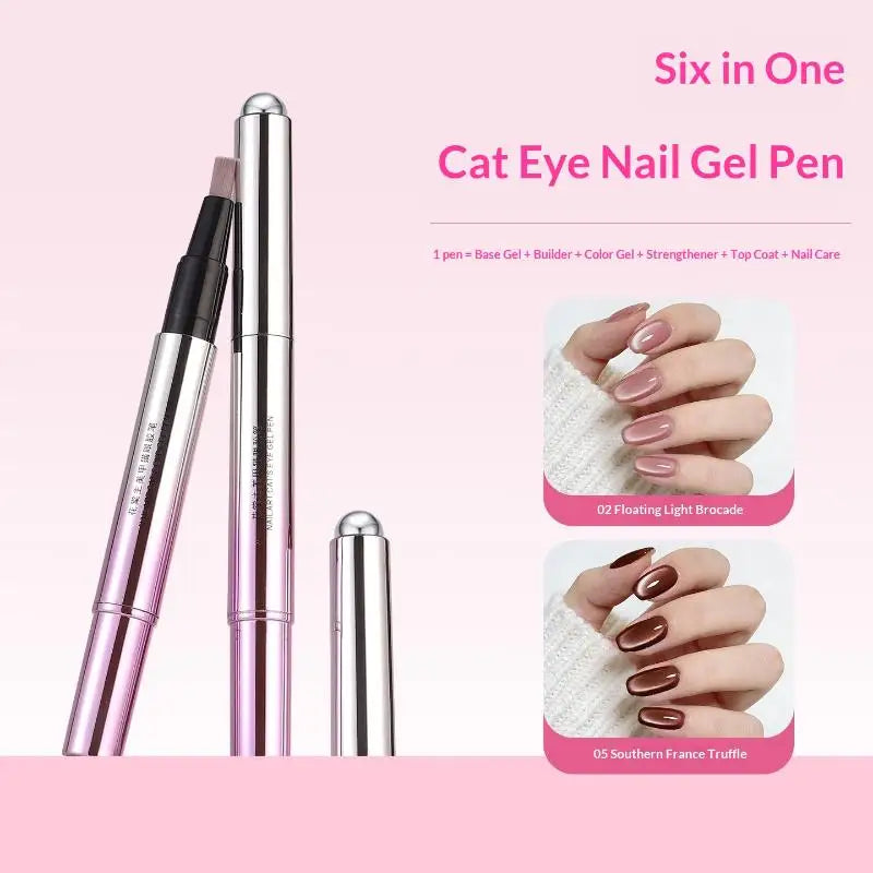 6-in-1 Cat Eye Magnetic Gel Nail Polish Pen | DIY Nail Art Magnetic Gel Nail Pen QXL