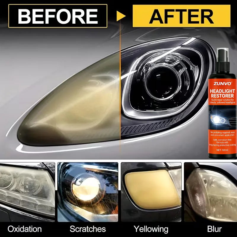 Car Headlight Restorer Spray – Clears Cloudy & Yellow Lenses Headlight Restorer Spray QXL