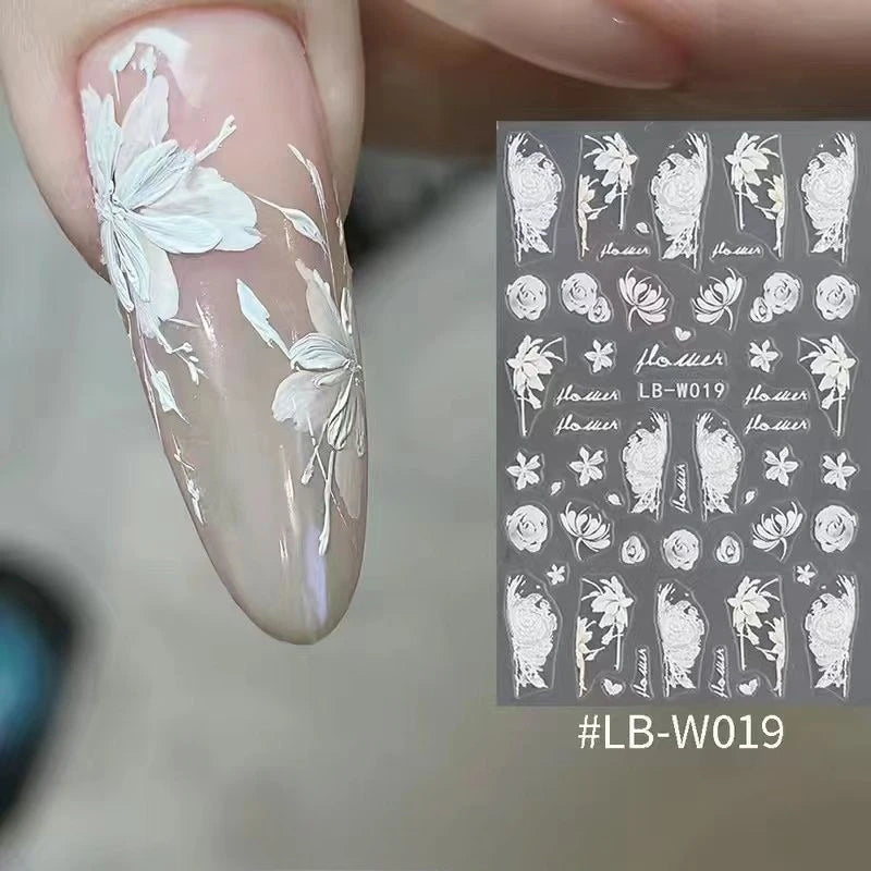 Ice Flower Nail Art Stickers | Floral Adhesive Decals Nail Art Stickers QXL