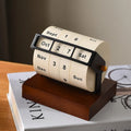Wheel Perpetual Calendar | Manual Rotating Desk Calendar Wood Base Perpetual Desk Calendar QXL WHITE