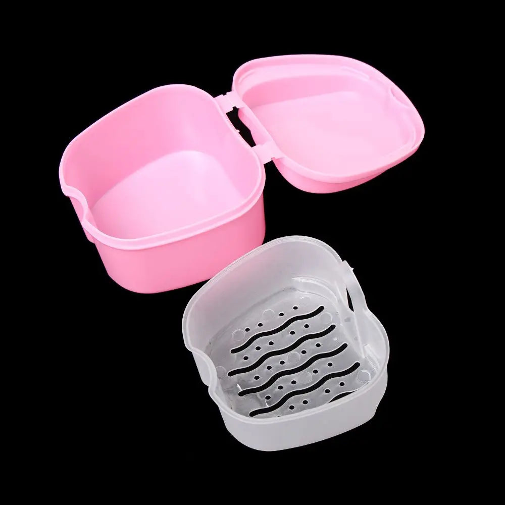 Denture Storage Box with Rinsing Basket | Retainer Case Denture Storage Case QXL