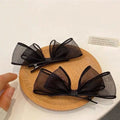 Sweet Mesh Bowknot Hair Clip | Cute Bow Bang Clip for Girls Bow Hair Clip QXL Black-1pc